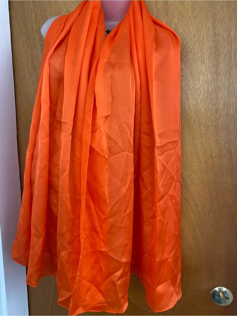 2 Bright Orange Silk Scarf Wrap - Unbranded
